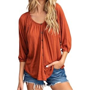 NWOT Scoop Neck Rust Top